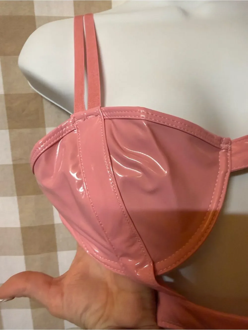 NWT Frederick’s Of Hollywood Pink Patent Mesh Cutout Teddy M